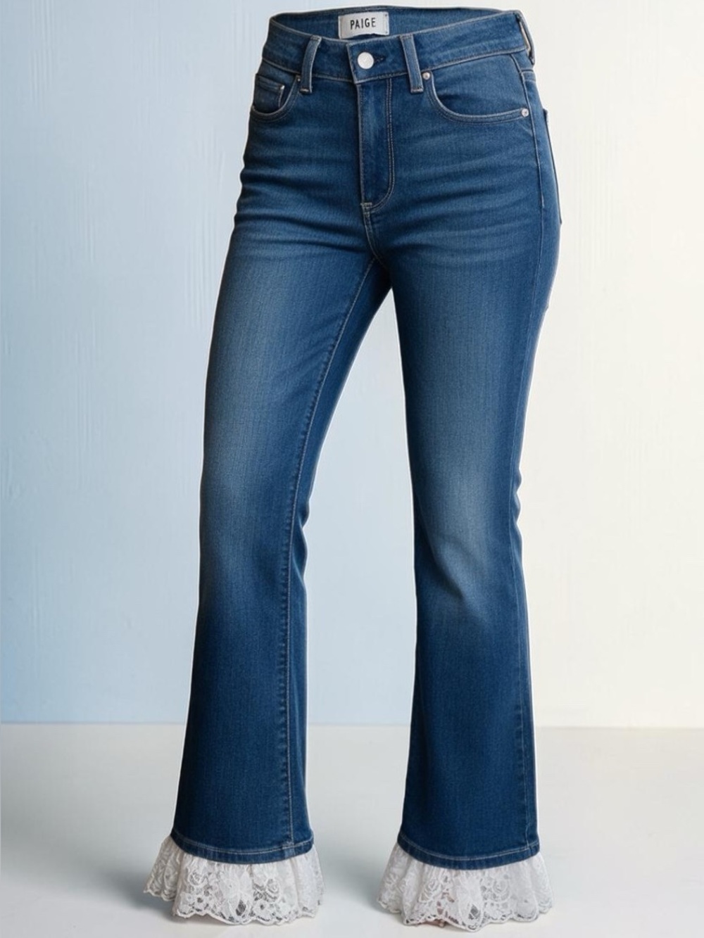 PAIGE Colette Flare Jeans with Lace Hem